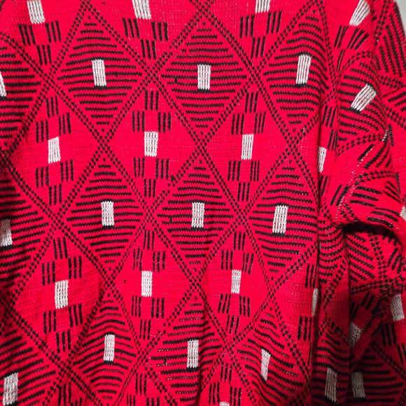 Coogi Style Vintage Red Geometric Knit Sweater 80s 90s Abstract Bold Pullover L - Picture 7 of 9